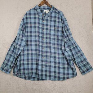 Duluth Trading Co. Mens Relaxed Fit Flannel Shirt 3XL Blue Plaid Long Sleeve